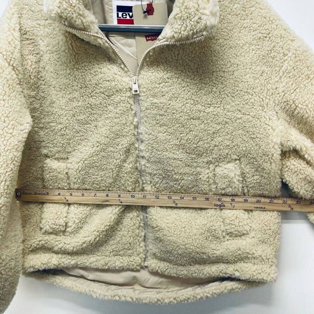 Levi's Original Women's Sherpa Fleece Teddy Jacket Beige Size XS New